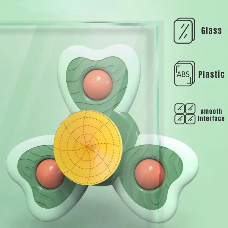 Cartoon Suction Cup Spinner Toy Baby Bath Toys Hand Spinning Toys with Suction Cup Water Play Toy Educational Toys for Baby Kid