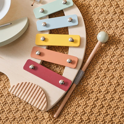 Montessori Wooden 5 Tones Multicolor Xylophone Wood Musical Instrument Toys For Baby Kids Puzzles Early Learning Games Baby Gift