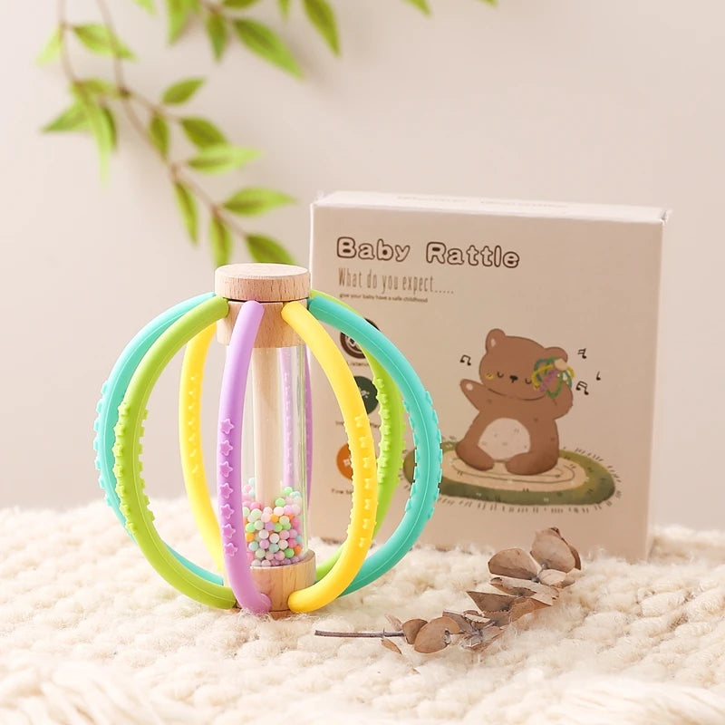 Baby Rattle Toy Wooden Rain Drum With Silicone Baby Sensory Touch Toy Newborn Dental Care Gum Anti-eating Hand Molar Stick Gif
Montessori Baby Toy Wooden Rain Drum With Silicone | Sensory Touch Toy