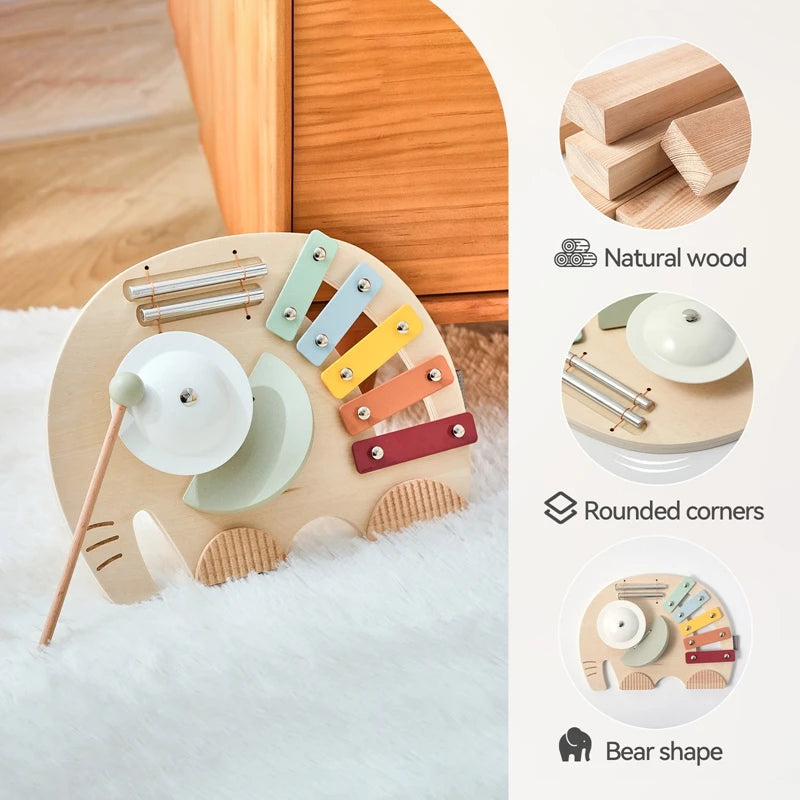 Montessori Wooden 5 Tones Multicolor Xylophone Wood Musical Instrument Toys For Baby Kids Puzzles Early Learning Games Baby Gift