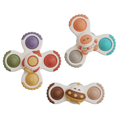 Cartoon Suction Cup Spinner Toy Baby Bath Toys Hand Spinning Toys with Suction Cup Water Play Toy Educational Toys for Baby Kid