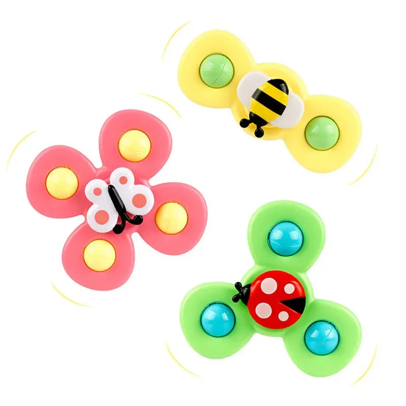 Cartoon Suction Cup Spinner Toy Baby Bath Toys Hand Spinning Toys with Suction Cup Water Play Toy Educational Toys for Baby Kid