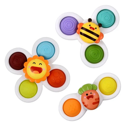 Cartoon Suction Cup Spinner Toy Baby Bath Toys Hand Spinning Toys with Suction Cup Water Play Toy Educational Toys for Baby Kid