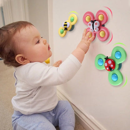 Cartoon Suction Cup Spinner Toy Baby Bath Toys Hand Spinning Toys with Suction Cup Water Play Toy Educational Toys for Baby Kid