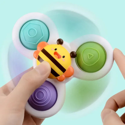 Cartoon Suction Cup Spinner Toy Baby Bath Toys Hand Spinning Toys with Suction Cup Water Play Toy Educational Toys for Baby Kid